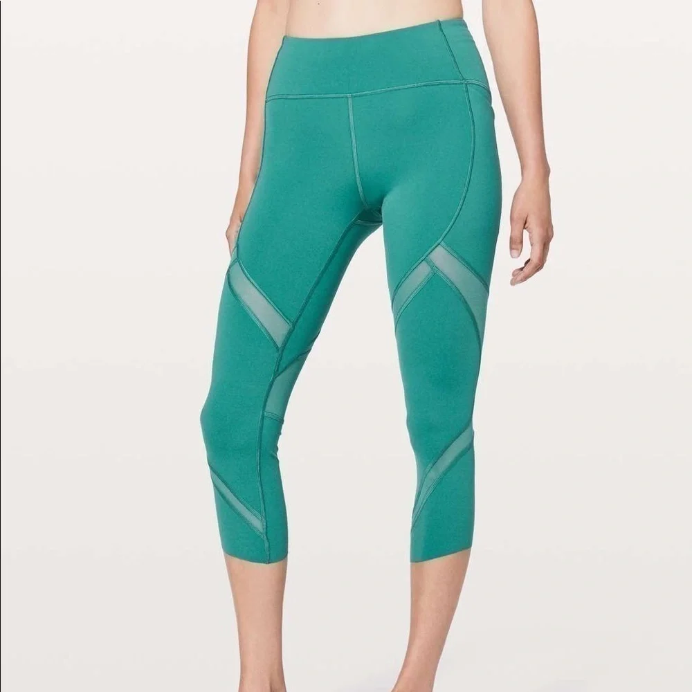Lululemon On Pace Crop 21” Deep Cove Green Sz 4